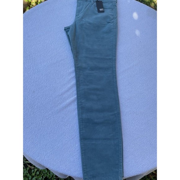 Kut From The Kloth Corduroy Pants Women's Size 12 Diana Skinny Teal Blue New - Picture 12 of 15